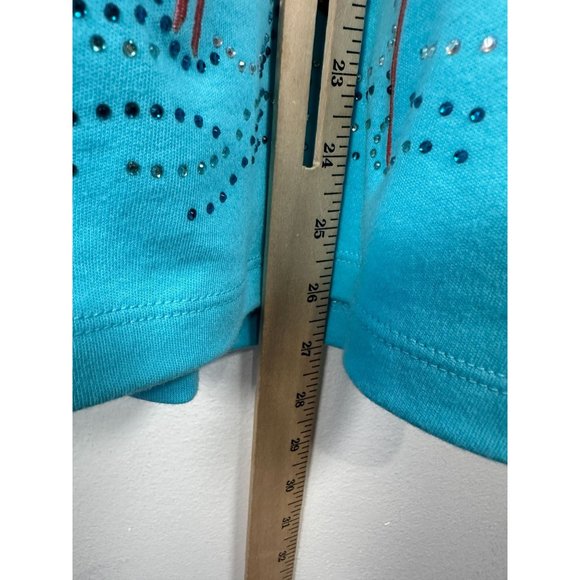 NWT Quaker Factory Medium Top Cardigan Flamingos Blue Button Up 3/4 Sleeve - Picture 12 of 15